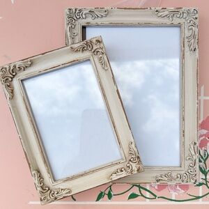 Shabby Chic Wooden Ornate Scroll Pattern Picture Wall Frame Photo Set Of 2